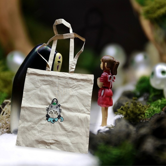 Cute kawaii style Totoro, kaonashi and susuwatari light weight 6oz tote bag - Picture 10 of 10